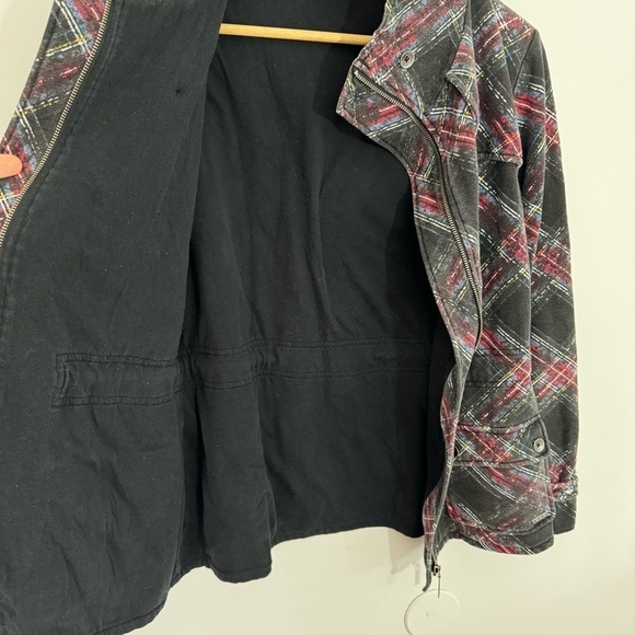 Vintage 2000s Y2k Roxy Zip Up Sweatshirt Jacket Womens L Black Plaid Cozy GUC - Picture 9 of 13
